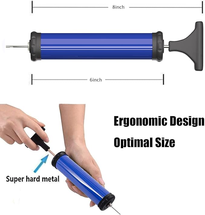 HDNNC Portable Ball Pump, Air Pump with 4 Needles 2 Nozzle 1 Extension Hose Great for Basketball Football Volleyball Soccer
