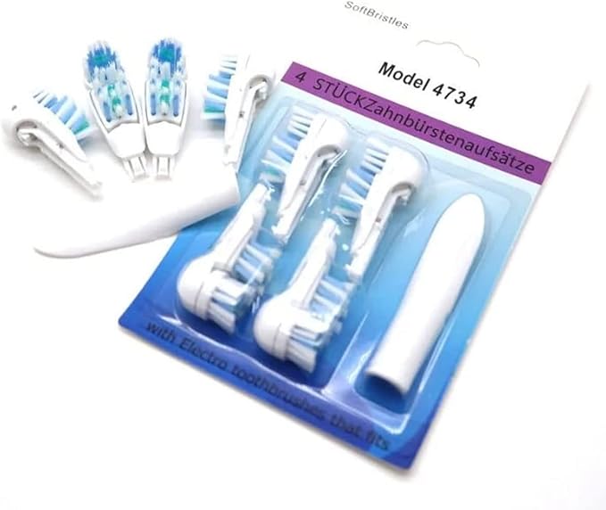 4/8/16 Pcs Electric Toothbrush Replacement Heads Sensitive Dual Clean Rotating Sets Fit for Braun Oral B Cross Action Power 4732 3733 4734 (4)
