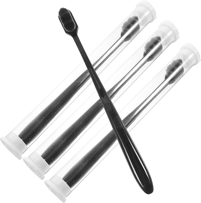 4pcs Soft Manual Toothbrushes for Adults and, Extra Soft Black Bristles with Ergonomic Handle, Portable Travel Toothbrushes for Gentle Gum Care and Daily Teeth Random Color