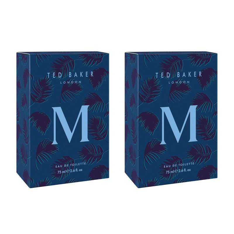 Ted Baker M Eau de Toilette Duo Pack for Men & Teens, Fresh Citrus Spicy Cologne, Long-Lasting Fragrance Set Mandarin, Bergamot, Black Pepper, Amber, Musk 2 x 2.5 fl oz Each