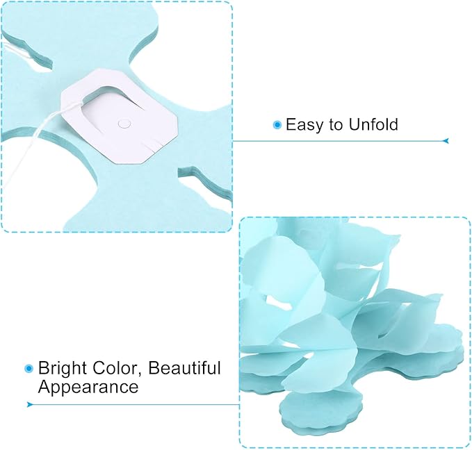 PATIKIL 9.8ft Four-Leaf Garland, 6 Pack Tissue Paper Hanging Flower Garland Reusable Streamers for Party Wedding Backdrop Decorations, Light Blue