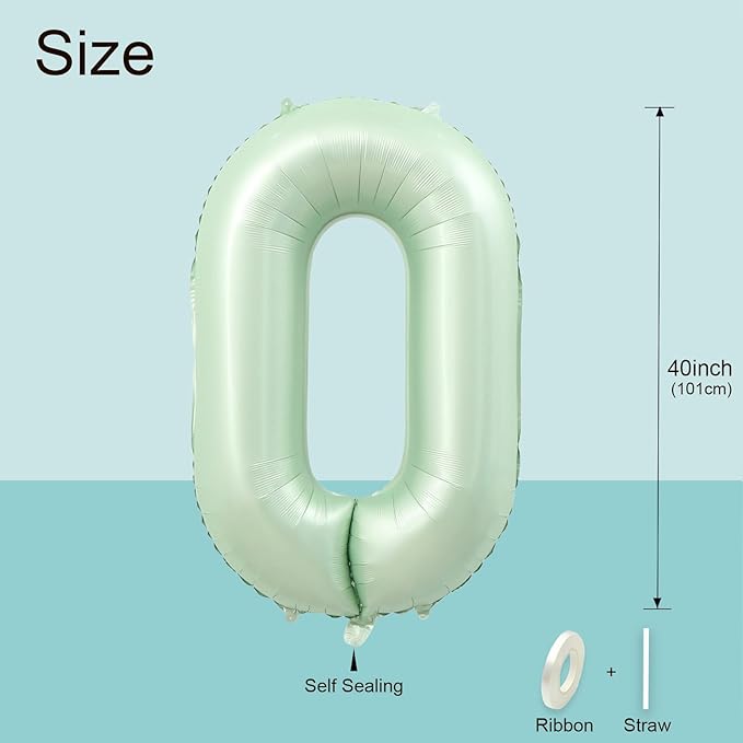 40 Inch Olive Green Large Number Balloons 0-9, Number 0 Balloons Foil Mylar Big Number Balloons, Helium Number Balloons Decorations For Birthday, Anniversary Events, Wedding Party