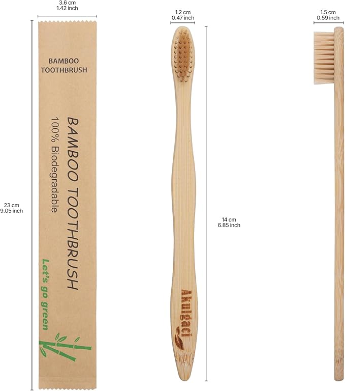 100 Pack Bamboo Toothbrushes for Adults, Biodegradable Soft Bristles Toothbrushes, Eco-Friendly Natural Reusable Wooden Toothbrush in Bulk for Camping Trips Hotel Travel