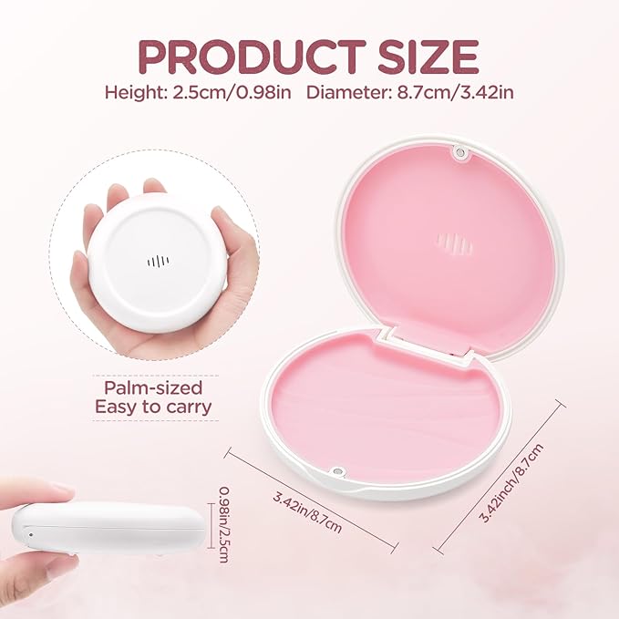 2 Pack Retainer Case Ultra-slim Aligner Case with Vent Holes Removable Inner Tray Silicone for Easy Cleaning (2Pack White Pink)