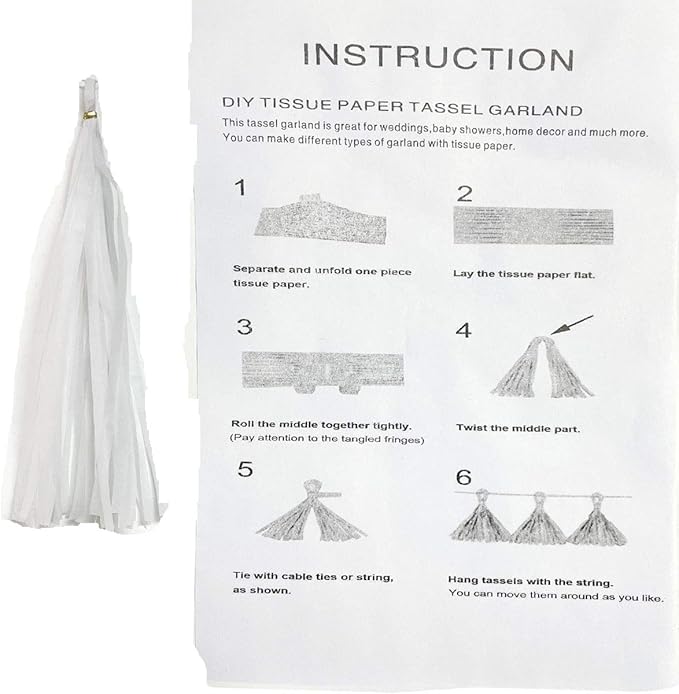 Tissue Paper Tassels Garland Banner Table Decor Party Banner Wedding Birthday Baby Shower Nursery Party Decorations Supplies (20, Orange)