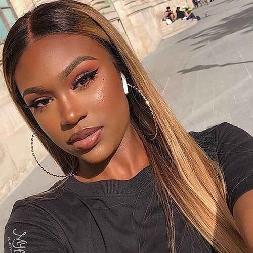 REMY Hair Ombre Brown Brazilian Virgin Human Hair Bundles Long Straight Hair Bundles For Women Dark Roots 3 Tone Color Bundles T1B/4/27 Hair Double Weft 26inch