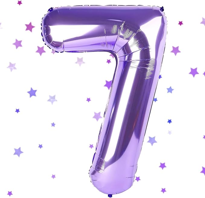 Purple Number Balloons, 40 Inch Purple Balloon 7.7 Helium Balloon 7th Birthday for 7 Years Birthday Decoration Children Girls Boys