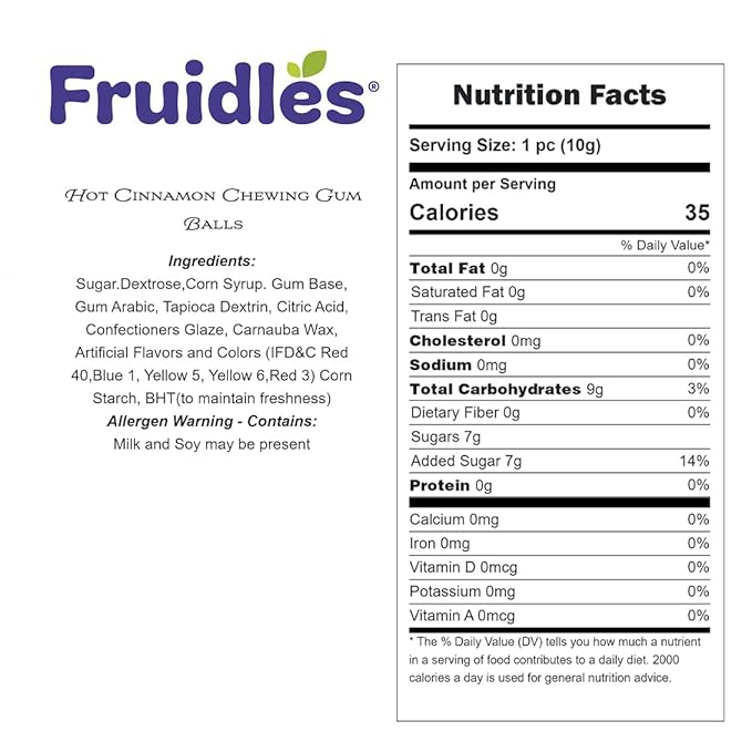 Fruidles Hot Cinnamon Chewing Gum Balls Flavored Candy Buffet Treats, Machine Size Refills, Kosher Certified Parve, 1" Inch (2 Pounds)