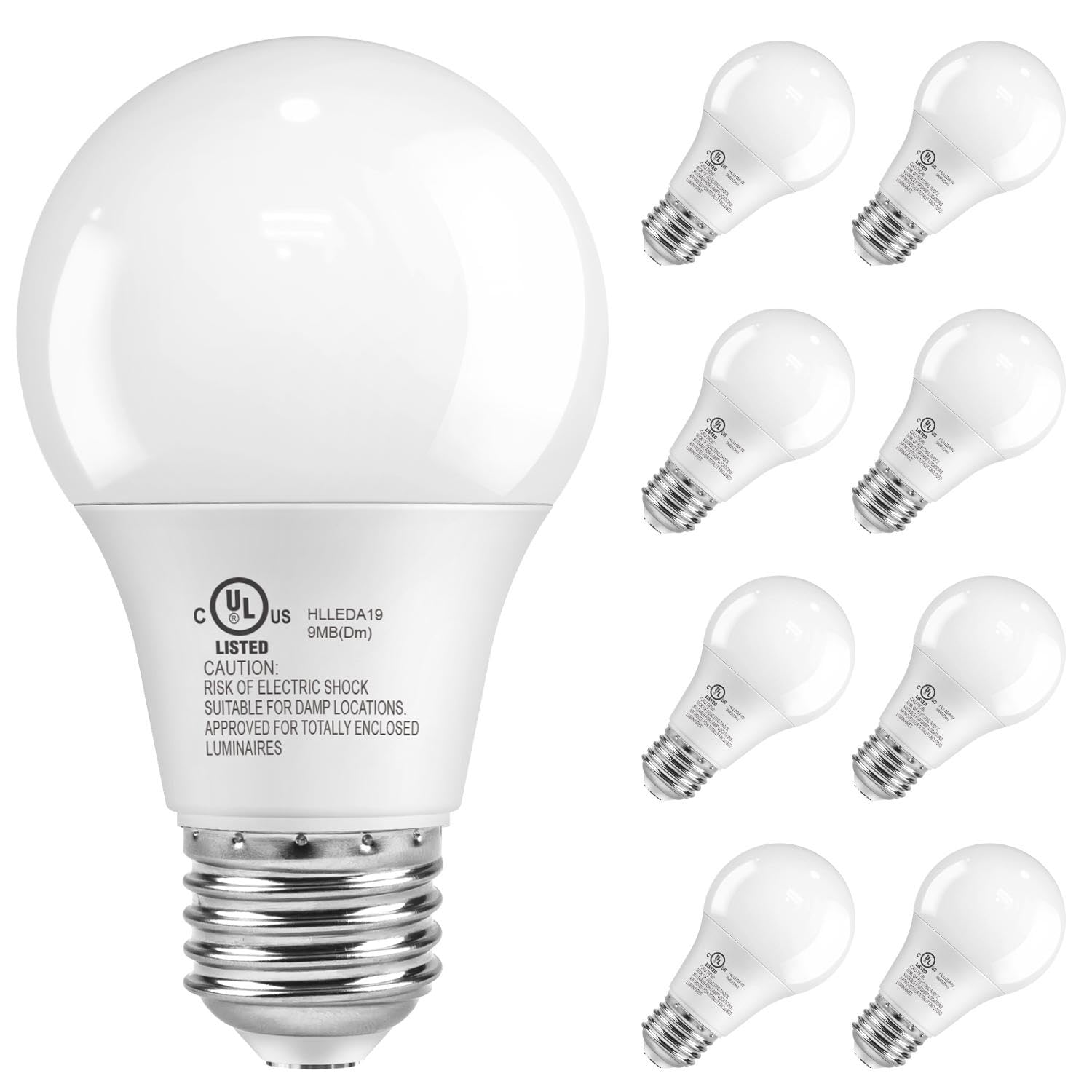TJOY 8 Pack A19 LED Light Bulbs, 60 Watt Equivalent, Soft Warm White 3000K, Energy Efficient 9W, E26 Base Standard LED Bulb, 120V, 800 Lumen Lightbulbs for Bedroom Indoor Lamp, Non-Dimmable, UL Listed