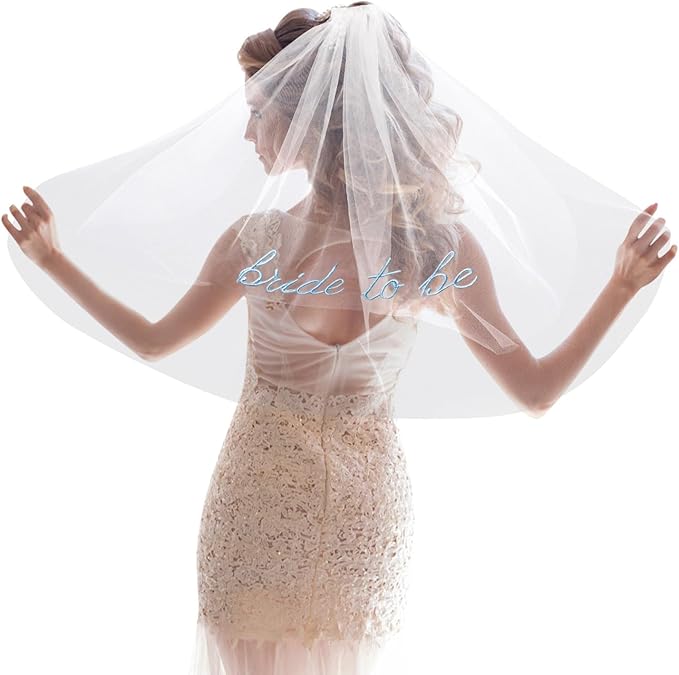 Bride To Be Embroidered Veil, Bride Veil for Bachelorette Party White Veils for Brides Accessories for Bridal Showers Favor