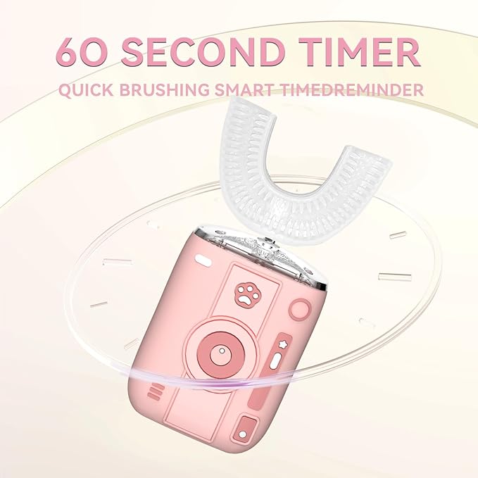 Adult Sonic Automatic Electric Toothbrush, 360° Oral Cleaning Stain Whitening, IPX7 Waterproof Rechargeable, u-Shape Brush Head*3+Straight Handle Brush Head*2, Suitable for Travel or Home Use