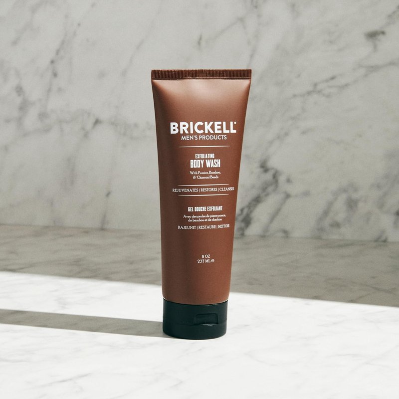 Brickell Men's Exfoliating Body Wash, Body Scrub and Gel Wash to Cleanse and Reveal Fresh, Clear Skin, With Bamboo, Charcoal, and Pumice, 8oz, Fresh Mint