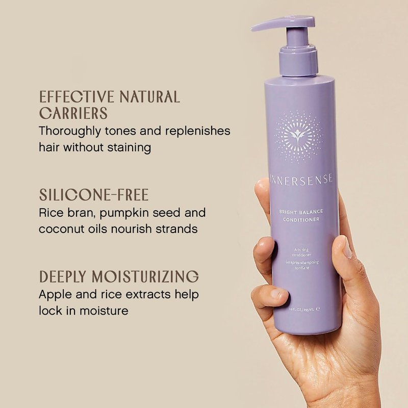 INNERSENSE Organic Beauty - Natural Bright Balance Purple Toning Conditioner | Toning, Hydrating, For Lightened or Gray Hair | Non-Toxic, Cruelty-Free Haircare (2 Pack - 2 fl oz | 59.1 mL each)