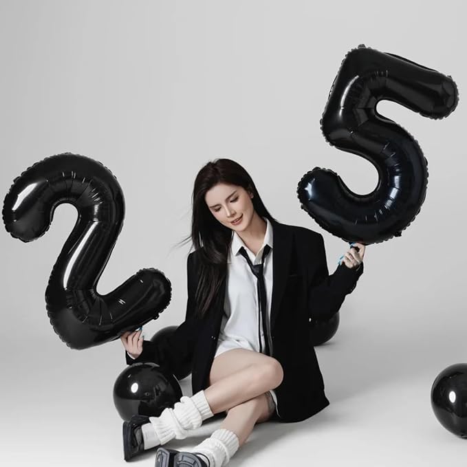 40 inch Black 5 Number Balloon Giant Foil Helium Balloons Black Large Digital Balloon 5 Number 5 Balloons for 5th Birthday Party Decorations Anniversary Events Decoration Supplies