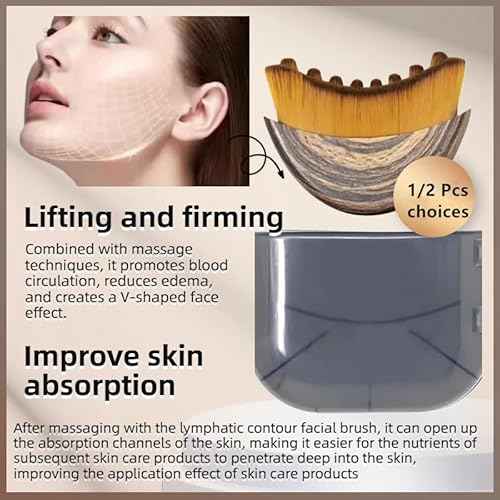 1/2 PCS Lymphatic Contour Face Brush for Sculpting ? Anti-Puffiness, Detox & Lift, Improves Skin Glow & Absorption (1 Pcs Contour Face Brush)