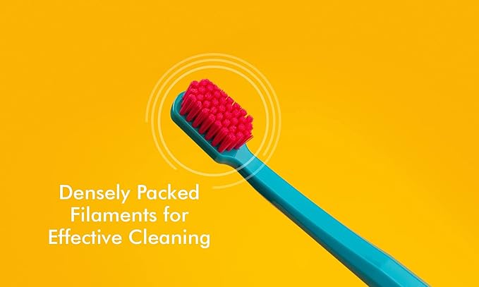Curaprox CS 5460 Ultra-Soft Toothbrush for Adults with Ultra-Fine Filaments and Compact, Slightly Angled Toothbrush Head for Improved Tooth and Gum Health, Assorted Color