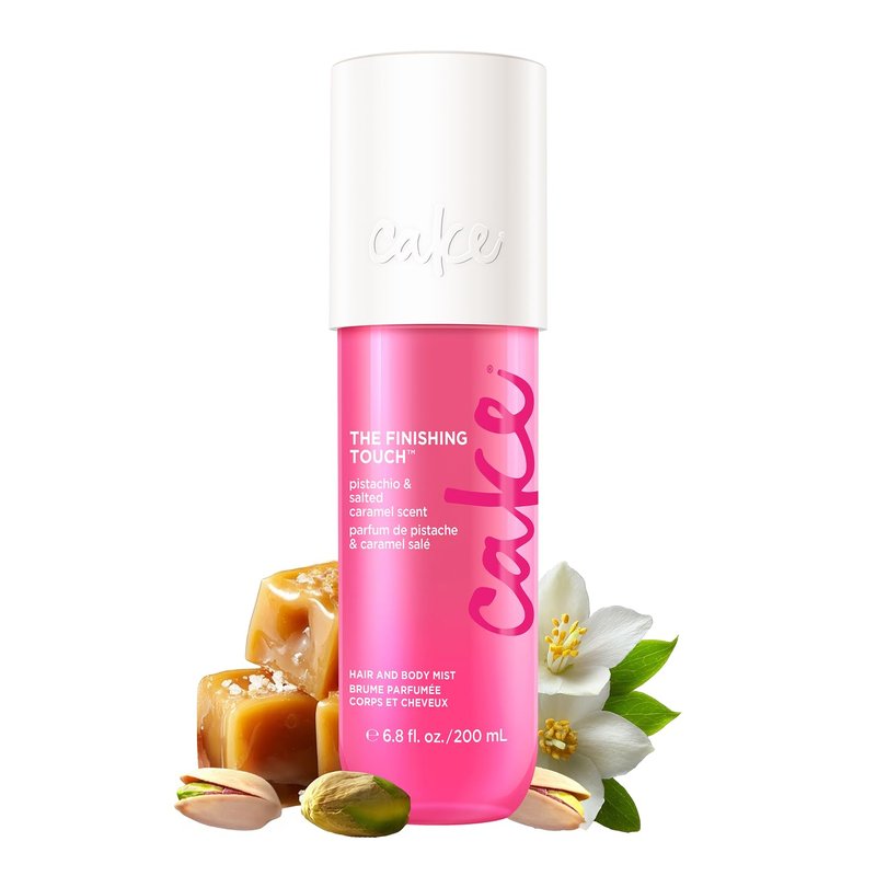 Cake Beauty Hair & Body Mist, The Finishing Touch - Pistachio & Salted Caramel Scent - Infused with Vitamin E & Argan Oil - For All Skin & Hair Types - 6.8 Fl Oz / 200 mL