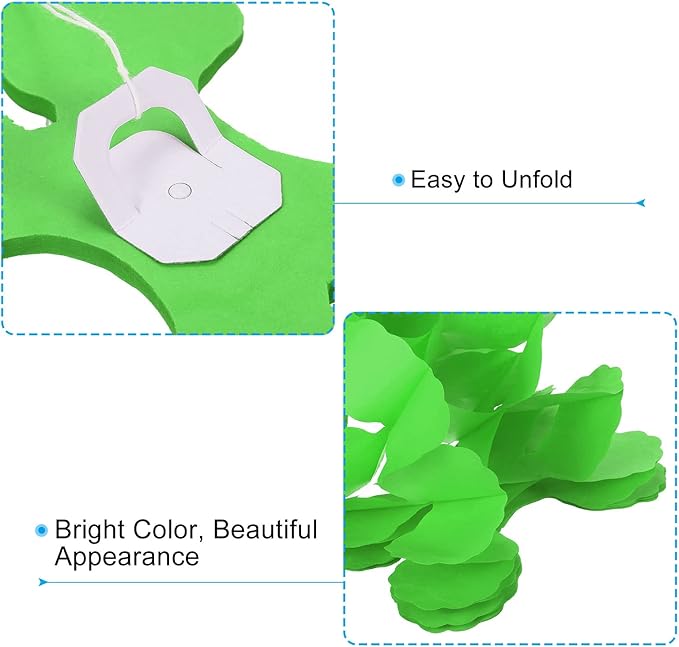 PATIKIL 9.8ft Four-Leaf Garland, 6 Pack Tissue Paper Hanging Flower Garland Reusable Streamers for Party Wedding Backdrop Decorations, Lime Green