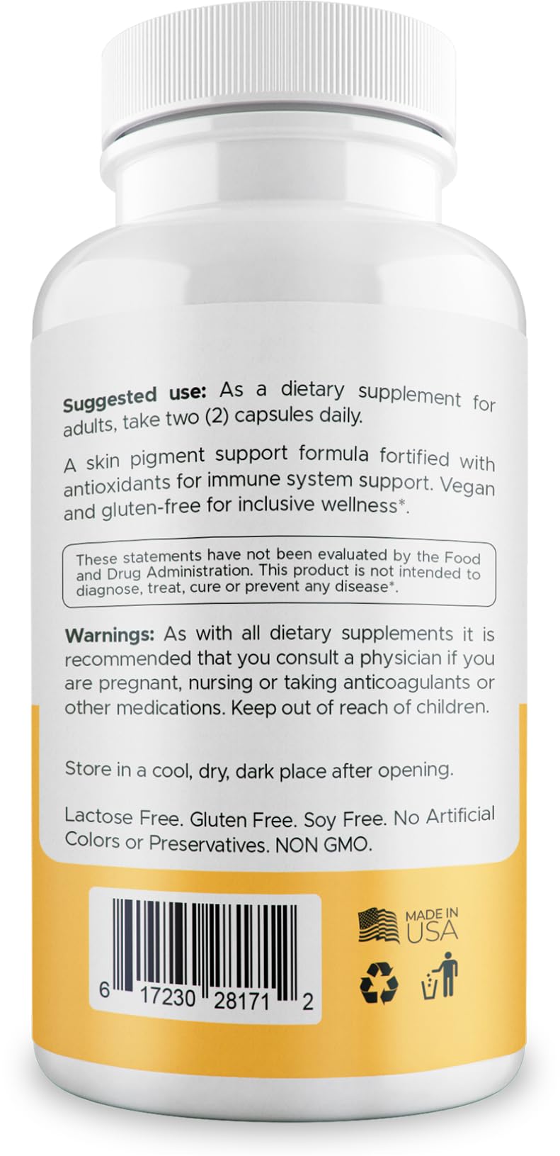 Dermawonder Vitiligo Capsules (60 Count) Effective Vitiligo Supplement, Reduce White Spots & Improve Skin Pigmentation Support, for All Skin & Reduce White Spots on Skin and Tinted Skin
