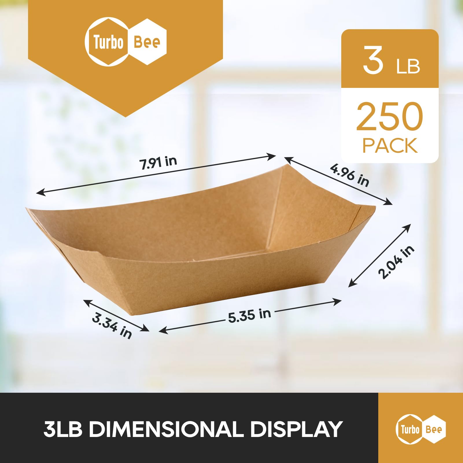 Disposable Paper Food Trays 3lb, 250 Pack Large Brown Paper Boats - Heavy Duty for Large Nachos, BBQ Ribs, Family Fries, Tacos - Ideal for Party Hosts, Sports Fans, Carnivals