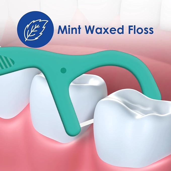 Mint Waxed Dental Flossers, Dr Fresh,s 60 Count – Smooth Glide Floss Picks for Plaque Removal & Gum Care (Pack of 2)