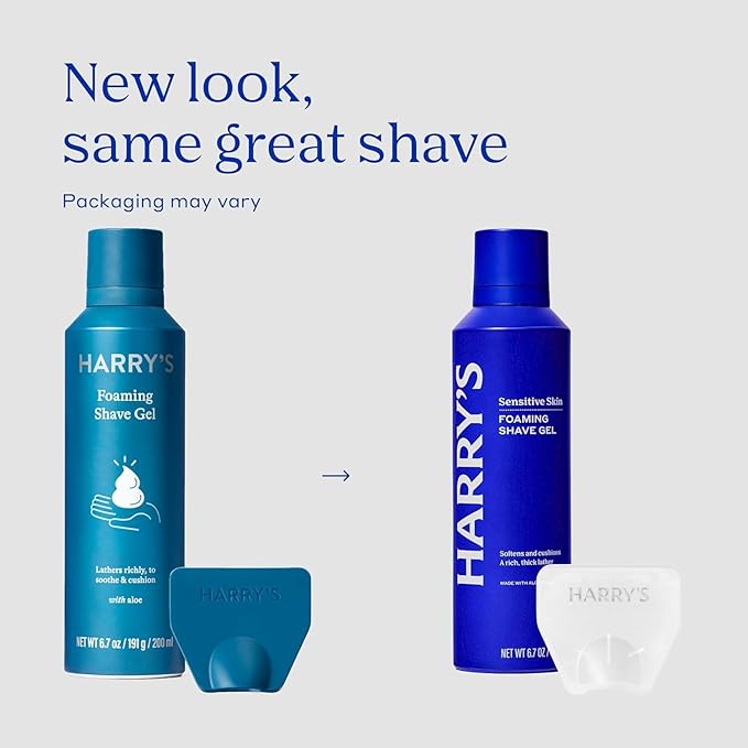 Harry's Original Shaving Kit for Men - Razor Handle, 3 Razor Blade Refills, Foaming Shave Gel, and Travel Blade Cover - German Engineered - Charcoal