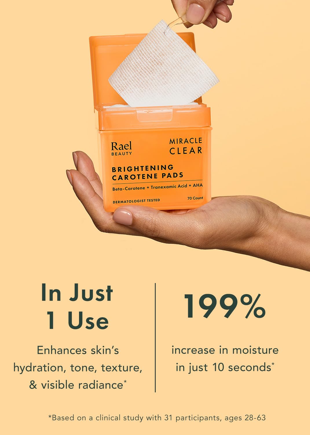 Rael Miracle Clear Toner Pads for Face, Dual Exfoliating & Soothing (70 Ct)