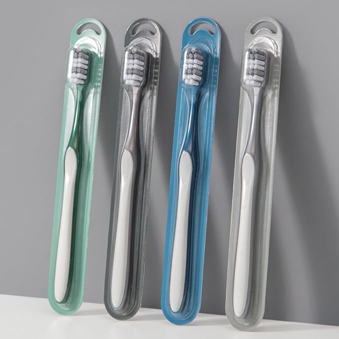 Homoyoyo Men’s Manual Toothbrushes 8pcs (2 Sets of 4) Hard Bristles Large Head Plastic Teeth Cleaning Tools Portable Household and Travel Use