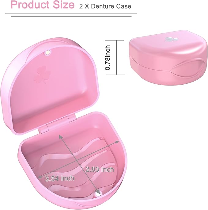 Retainer Case Denture Case: BVN Orthodontic Dental Case, Slim Braces Case, Mouth Guard Case, Denture Box, Teeth Aligner Case, Night Guard Case Container Storage Holder Pink
