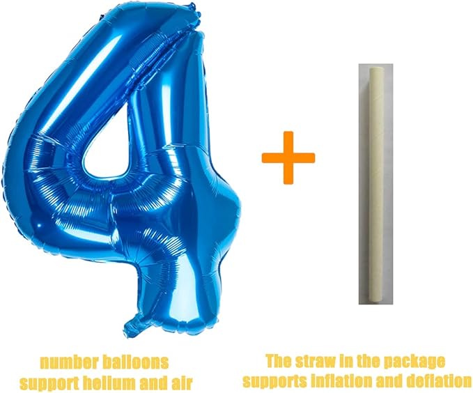 32 Inch Blue Number 4 Balloons Foil Ballon Digital Birthday Party Decoration Supplies (Blue Number 4 Balloon)