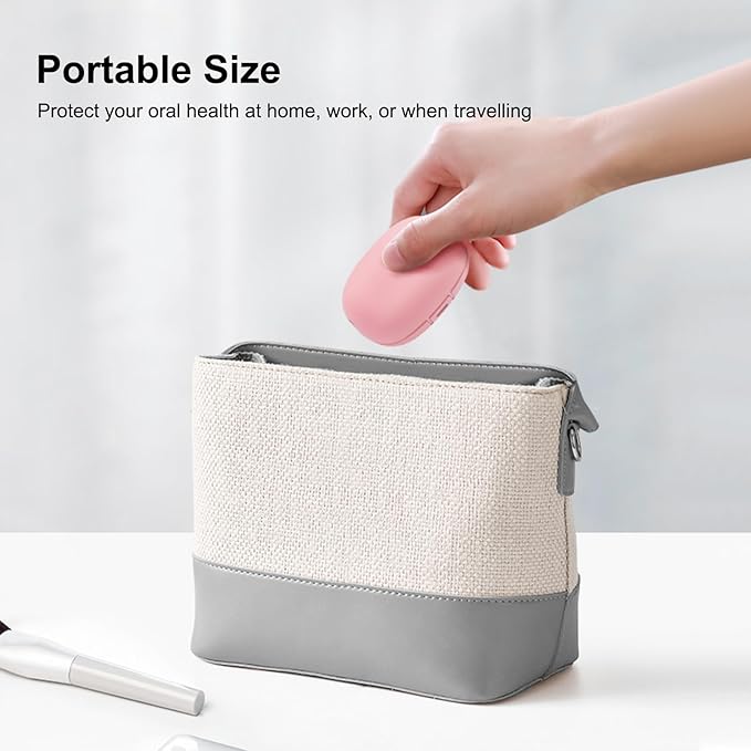 Toothbrush Holder, Toothbrush Cleaner Case, Portable USB Charging Toothbrush Cover with U V-C Light, Travel Toothbrush Holder (Pink-Fan)