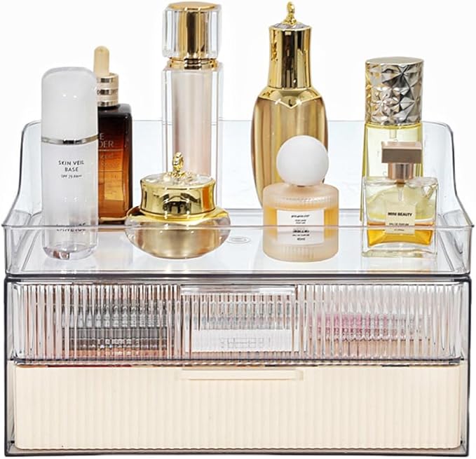 Makeup Organizer Countertop Large Cosmetic Display Cases Cosmetic Organizer Skin care Organizer, 2 Drawers