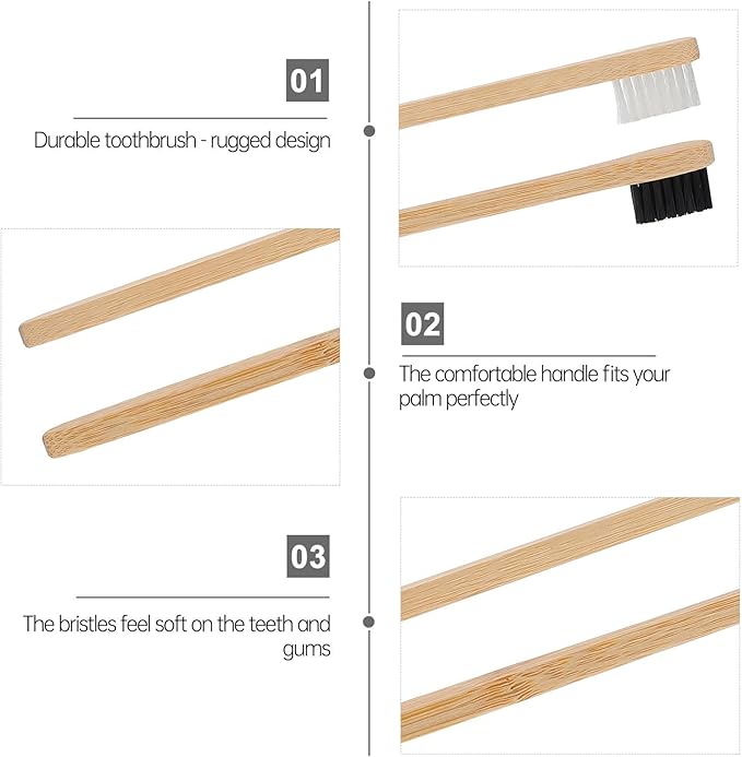 20pcs Toothbrushes for Women and Men Small Head with Soft Bristles Ergonomic Biodegradable Handles Lightweight Eco-Friendly Tooth Cleaning Tools Black and White