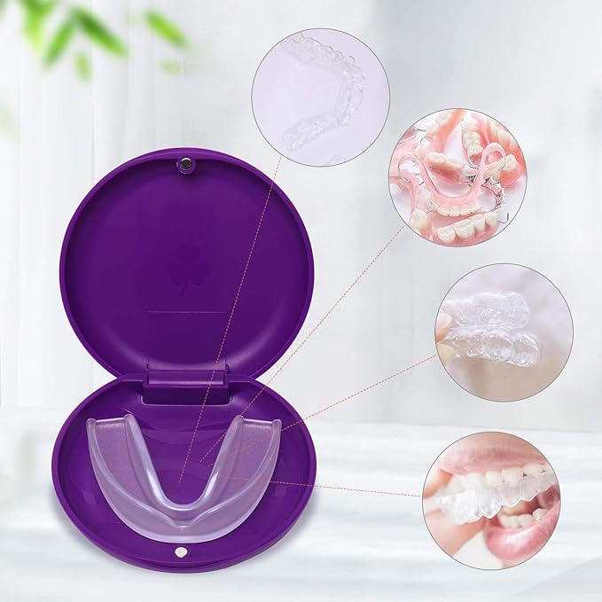2 Pack Retainer Cases,Solid Orthodontic Retainer Case (Purple)