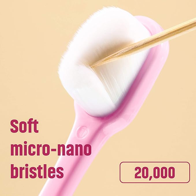 Boao 4 Pcs Soft Bristle Toothbrush Nano Toothbrush Ultra Soft Brush Manual Brush with 20,000 Bristles for Sensitive Teeth Adult Kid Children(Pink, Blue, Black, White)