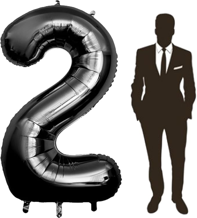 60 Inch Black Number Balloon Large Foil Number Balloons With Base，0-9 Big Number Balloons for Birthday Party Supplies Decorations