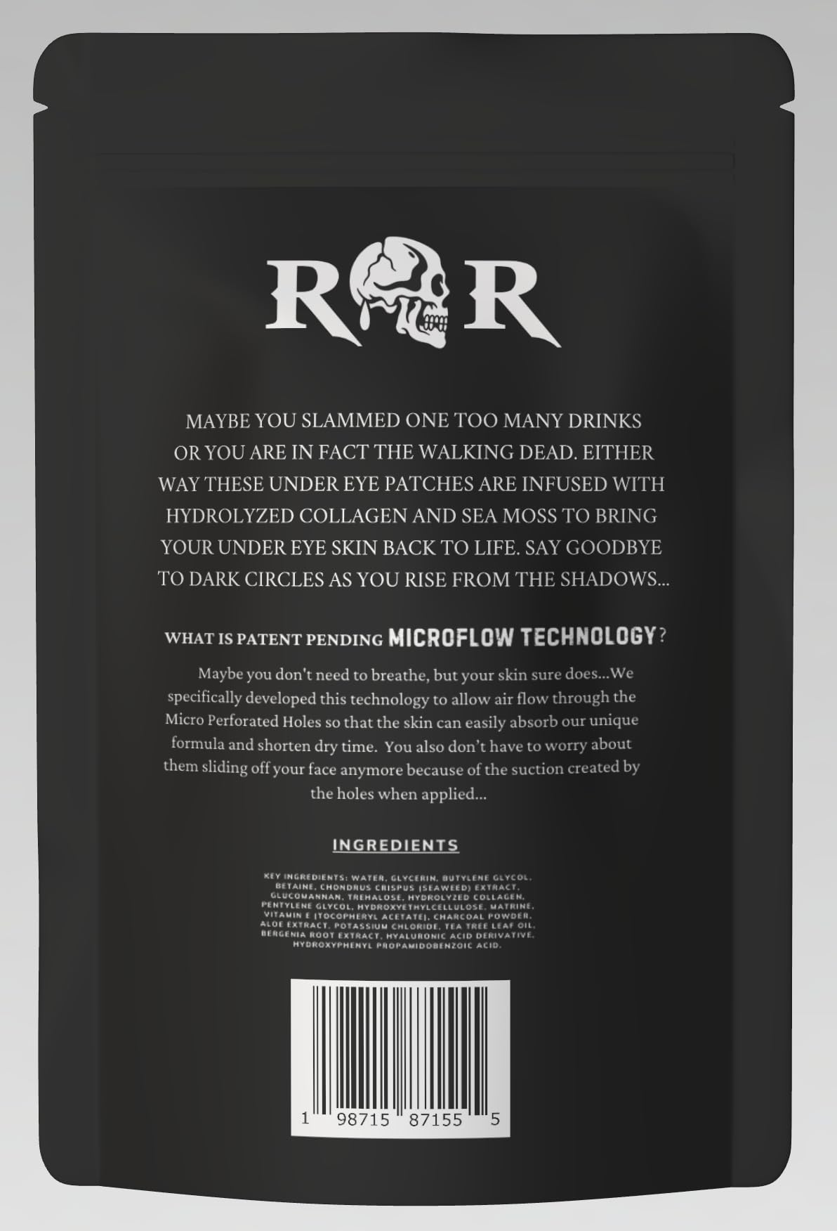 Rebel Ritual Skull Under Eye Patches for Men, Collagen Hydrogel Eye Masks, Cooling Hydrating Under Eye Patches with MicroFlow Design, 7 Pairs