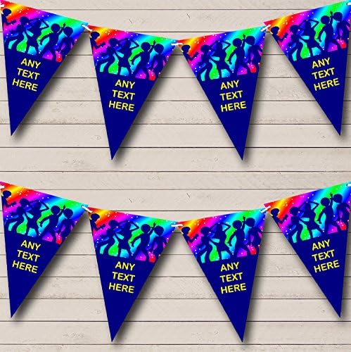 60's 70's 80's Disco Retro Rainbow Personalized Birthday Party Bunting - Hanging Party Decoration - Birthday Party Banner Garland | Decorative Party Supplies