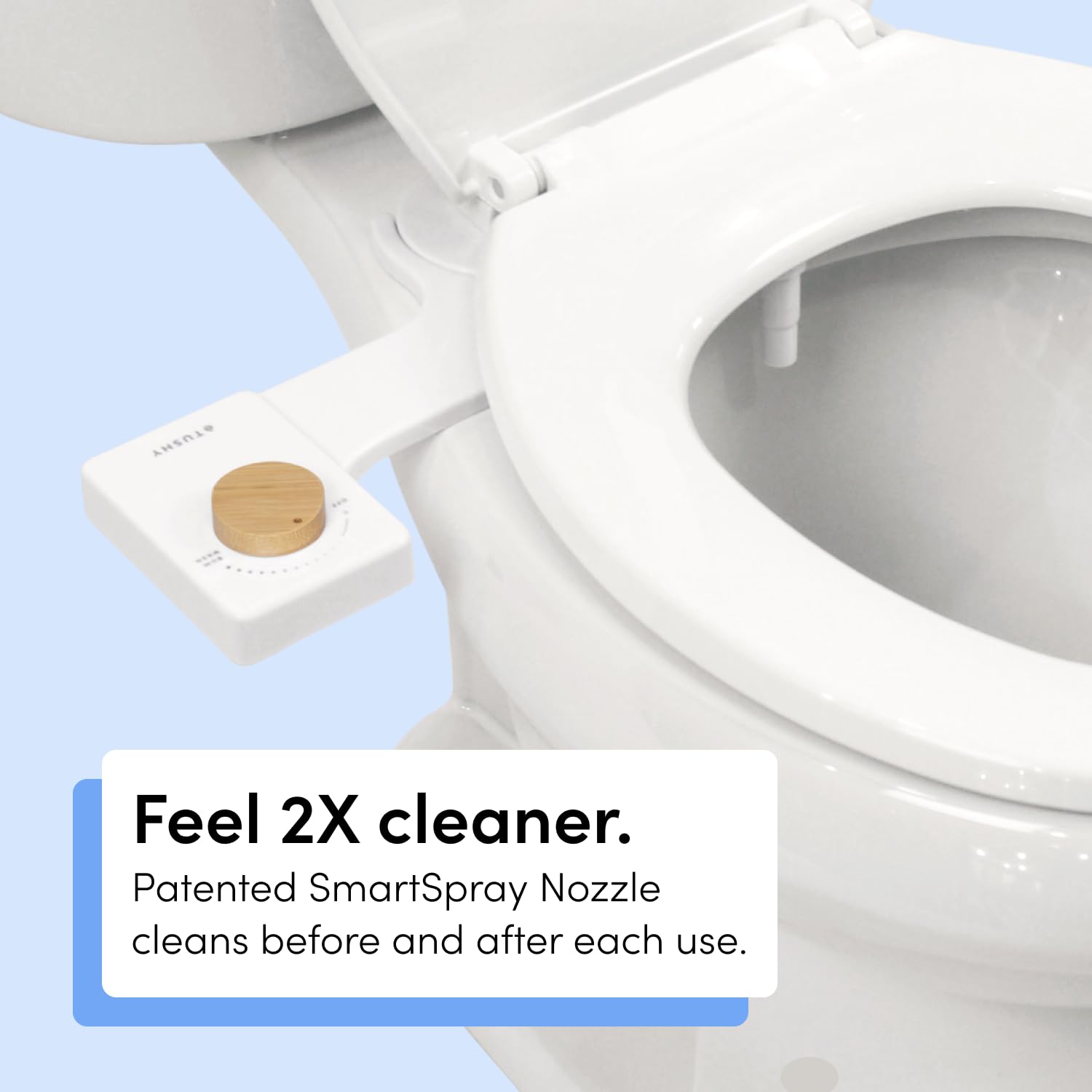 TUSHY Fresh Ultra-Slim Starter Bidet Attachment for Toilet | Non-Electric, Adjustable Water Pressure, Cool Water Rear Wash, Self-Cleaning | Fits Elongated & Round Toilets, Easy 10 Min Install, Bamboo