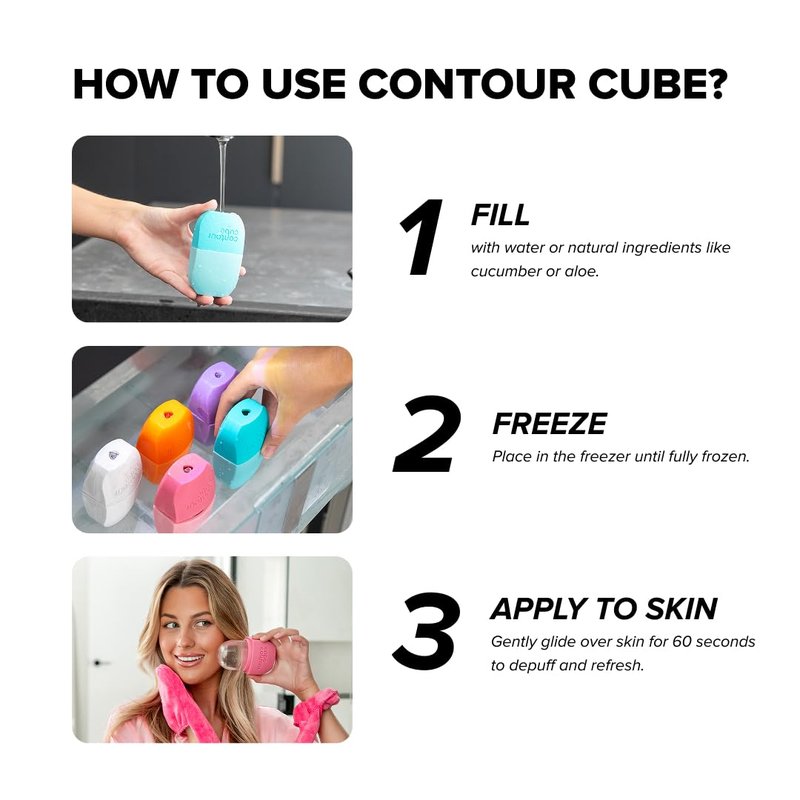 Contour Cube Mini - Revolutionary Ice Roller for Sculpting & De-Puffing - Face Ice Roller & Massager - Ice Mold for Face - Compact Skin Care Tools for Daily Skincare & Travel - Original Pink
