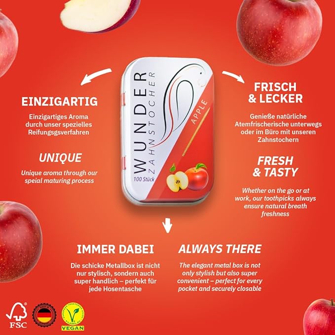 Wonder Toothpick - Flavored toothpicks - Stop Nail Biting - Fresh Breath with Flavored toothpicks - Teeth Cleaning to go - Sugar-Free, Vegan