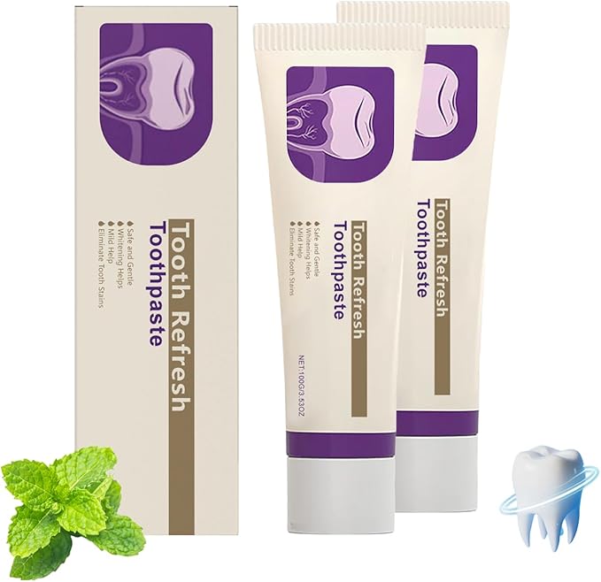 Natural Tooth Refresh Toothpaste,Hydroxyapatite Toothpaste, Enamel Protection and Tooth Strengthening, for Fluoride-Free Formula for Sensitive Teeth (2pcs)