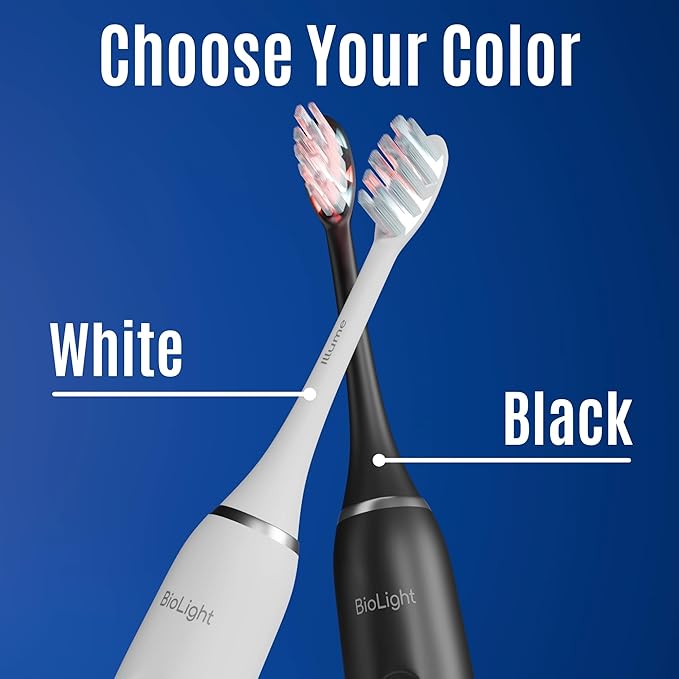 BIOLIGHT Illume Sonic Electric Toothbrush with Red & Blue Light Therapy – Professional Whitening, Gum Care & Advanced Oral Hygiene - White