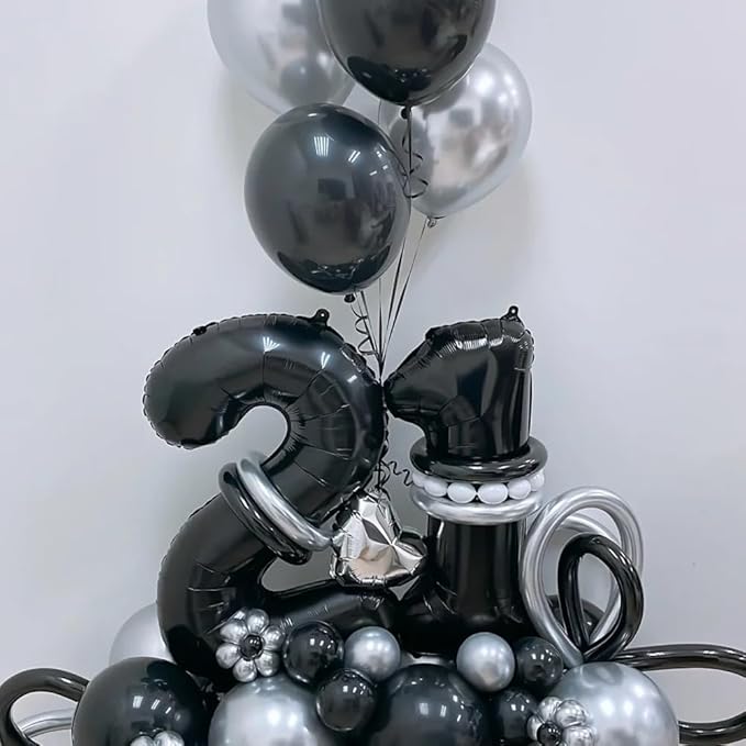 40 inch Black 1 Number Balloon Giant Foil Helium Balloons Black Large Digital Balloon 1 Number 1 Balloons for 1st Birthday Party Decorations Anniversary Events Decoration Supplies