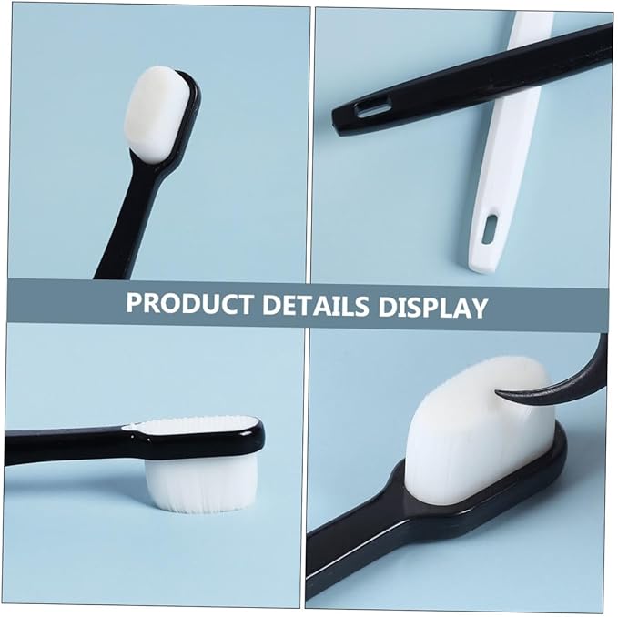 Soft Bristle Toothbrush 2pcs for Adults, Extra Thin Extra Soft Bristles, Gum Care Manual Toothbrush Set with Black and White Handles, Suitable for Sensitive Gums and Couples