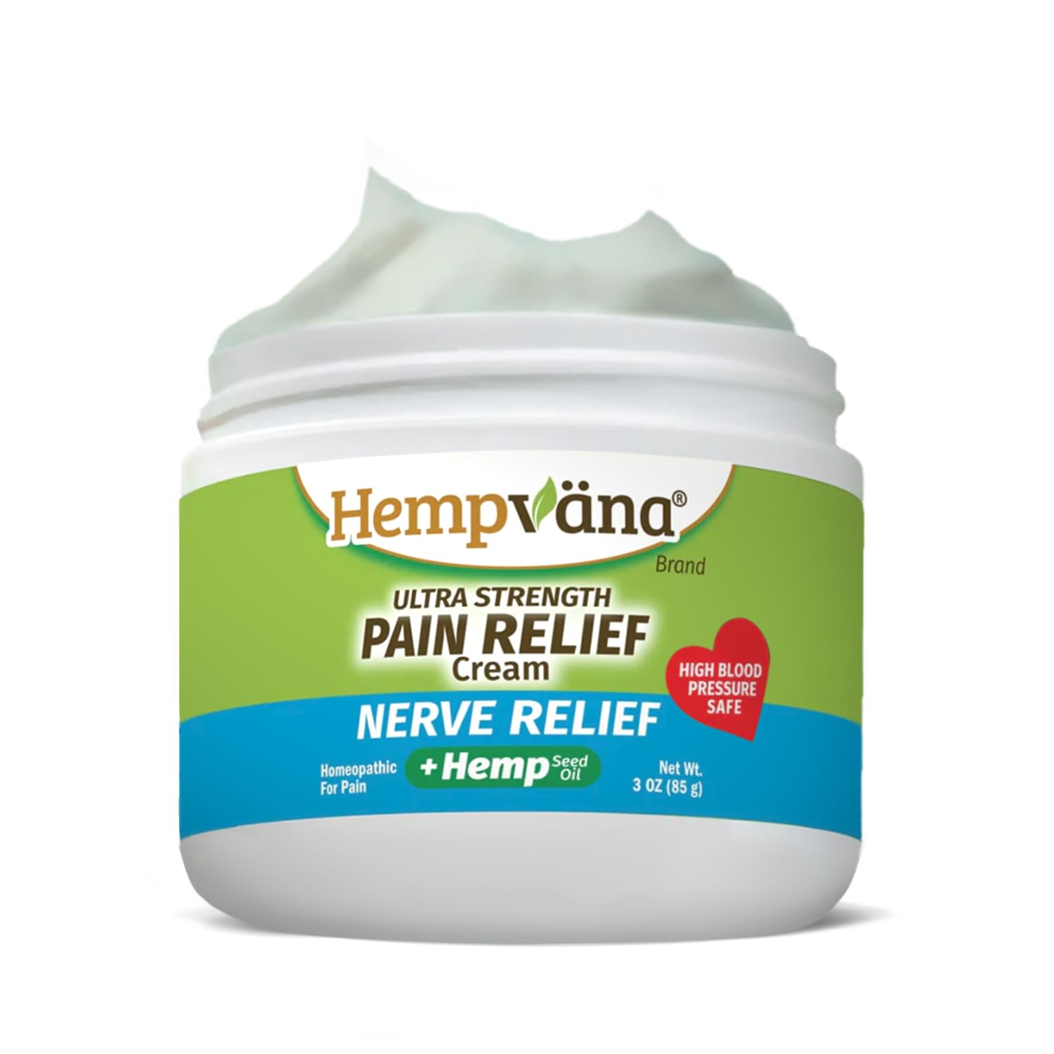 Hempvana Ultra-Strength Nerve Relief Cream w/100% Pure Hemp Seed Oil, AS SEEN ON TV, Relieves Nerve Pain, Shooting Pain, Joint Pain, Tingling, Muscle Cramps, Crawling Sensations, 3 oz Jar