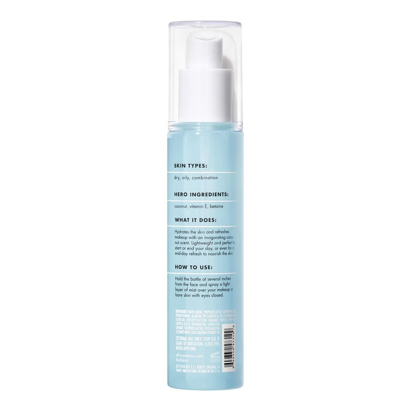e.l.f. SKIN Holy Hydration! Hydrating Coconut Mist, Refreshes, Soothes & Invigorates Skin, Tropical Scent, 2.7 Fl Oz (Pack of 1)