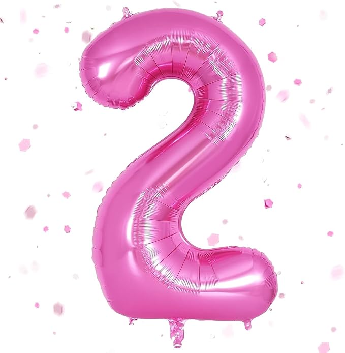 Pink Number Balloons, Large Hot pink Number 2 Balloon 40 Inch Pink 2 Balloon for Men Women Boys Girls 2nd Birthday Party Decoration