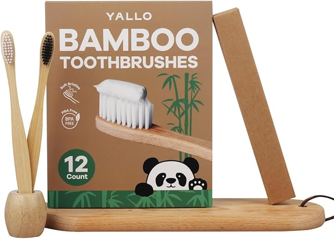 Bamboo Toothbrushes for Adults - 10 Pack Biodegradable Bamboo Toothbrush Teeth Colorful Bristle Natural Bamboo Tooth Brush Dental Eco Wood Toothbrushes (Multicolour)