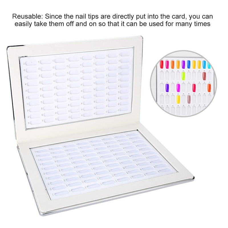 Nail Color Card, 160 Slot Foldable Nail Gel Polish Display Chart Book with Nail Tip Holder for Salon Manicurist DIY Nail Art